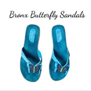 Blue Bronx Butterfly Sandals With Rhinestone Accents
